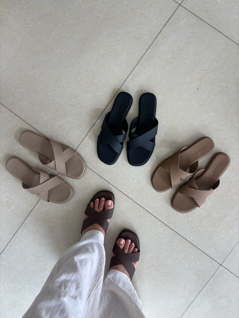 Criss Cross Slid-On Sandals